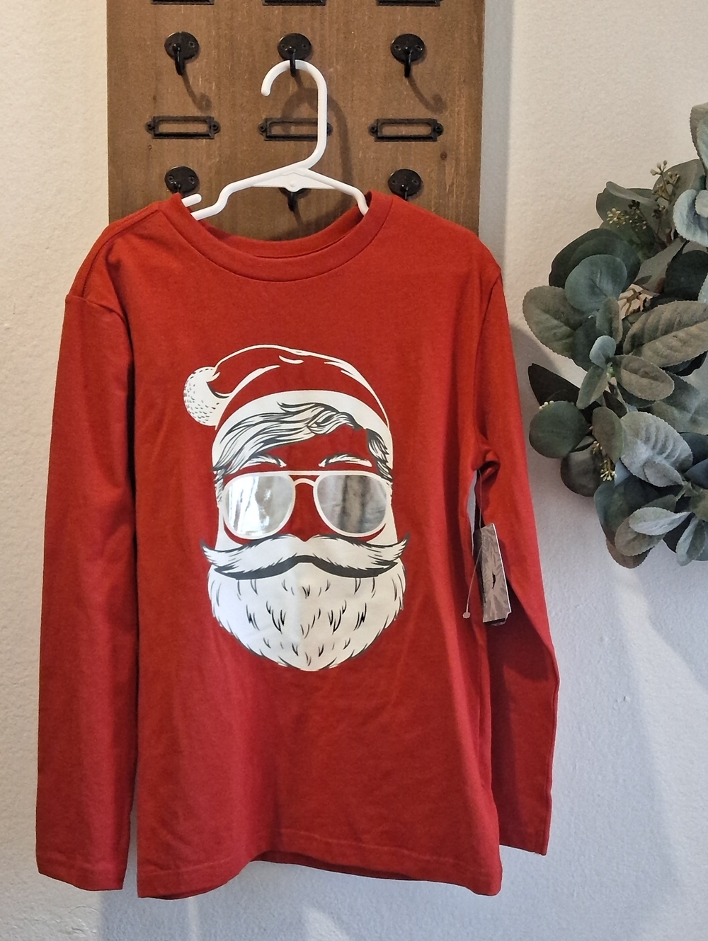 Kids Red Santa Graphic Long Sleeve Tee